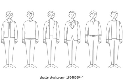 Illustration set of a man who look disappointed (white background, vector, cut out)