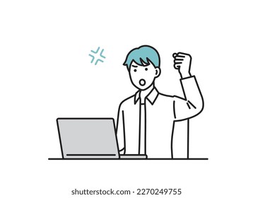 Illustration set of a man working on a personal computer