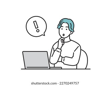 Conjunto de ilustraciones de un hombre que trabaja en una computadora personal