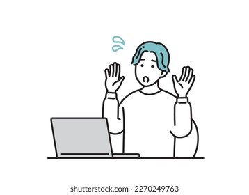 Conjunto de ilustraciones de un hombre que trabaja en una computadora personal