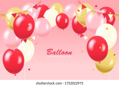 Illustration set with many balloons