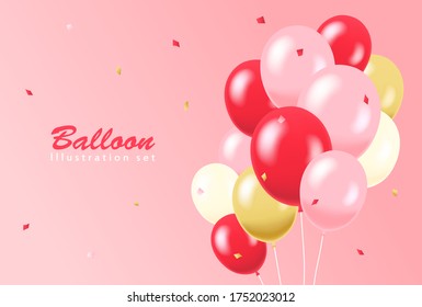 Illustration set with many balloons