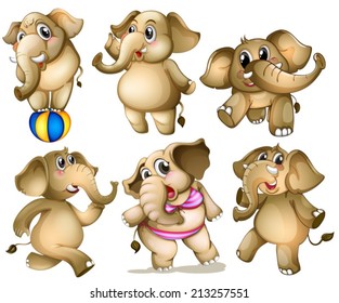 Illustration of a set of many elephants