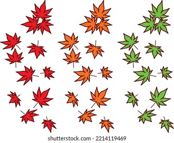 Illustration set of maple in various colors