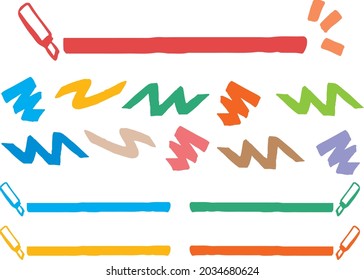 Illustration set of markers and marker lines