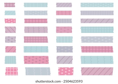 An illustration set of masking tape that looks like it was torn by hand.