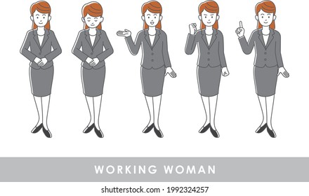 Material de ilustración de la figura permanente de la mujer trabajadora