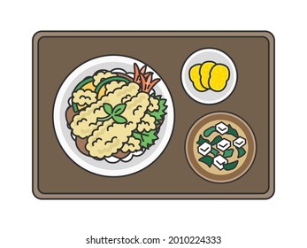 Illustration of a set meal of Tendon.