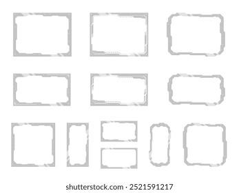 Illustrationssatz mechanischer Rahmen aus Metall und Schrauben