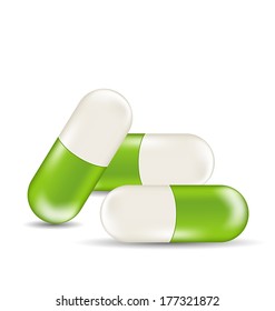 Illustration set medical capsule isolated on white background - vector