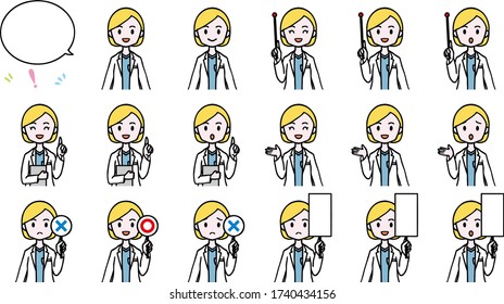 Illustration set of medical women
