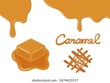 Illustration set of melted caramel