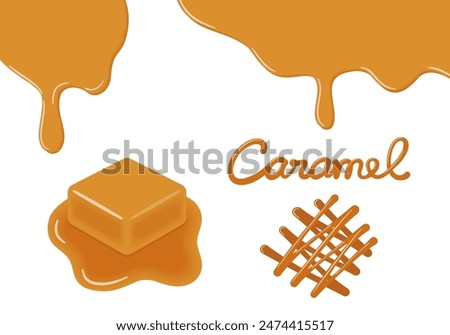 Illustration set of melted caramel