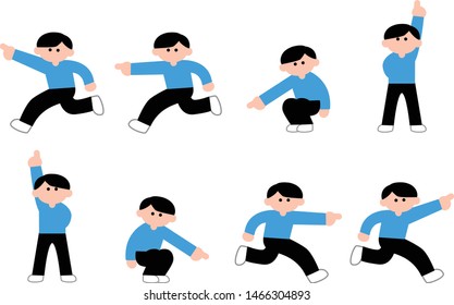 Illustration set of men pointing at various places