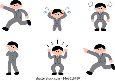 Illustration set of men in suits in various poses