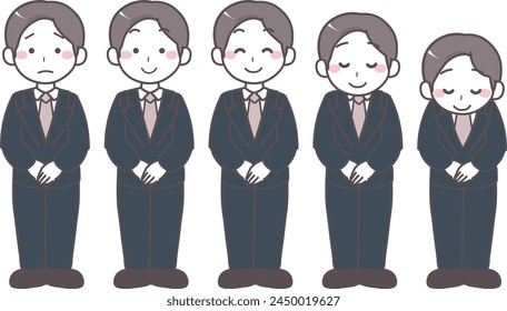 Illustration set of men wearing suits
