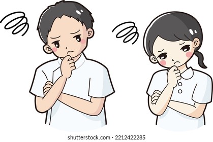 Illustration set of men and women in white coats who are in trouble