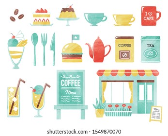 illustration set of menu in cafe