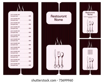 illustration of set of menu card template for hotel