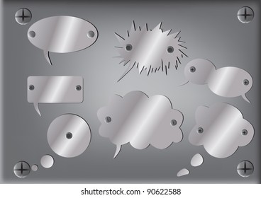 illustration with set of metal speech bubbles