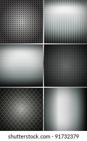 illustration of set of metal texture background