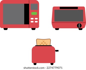 Illustration set of microwave oven and toaster