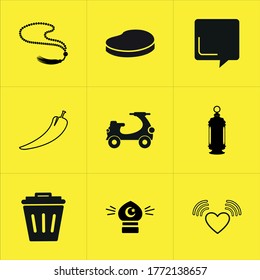 Illustration set of mixed icons isolated on white background.