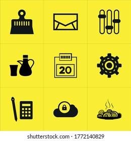Illustration set of mixed icons isolated on white background.