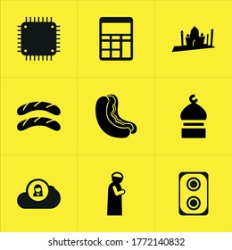 Illustration set of mixed icons isolated on white background.
