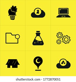 Illustration set of mixed icons isolated on white background.