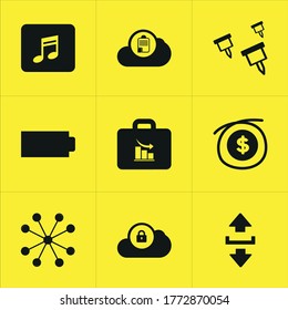 Illustration set of mixed icons isolated on white background.