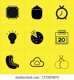 Illustrationsset aus gemischten Symbolen einzeln auf weißem Hintergrund.