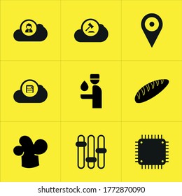 Illustration set of mixed icons isolated on white background.