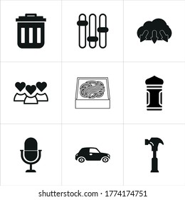 Conjunto de ilustraciones de iconos mixtos aislados en fondo blanco