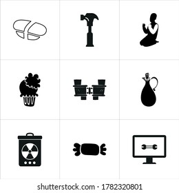 Conjunto de ilustraciones de iconos mixtos aislados en fondo blanco