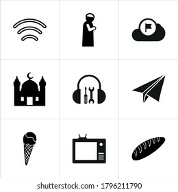 Illustration set of mixed icons isolated on white background