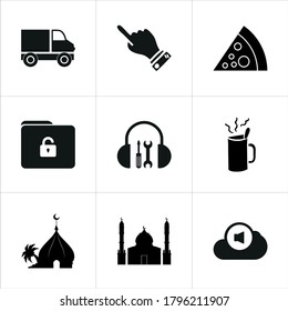 Illustration set of mixed icons isolated on white background