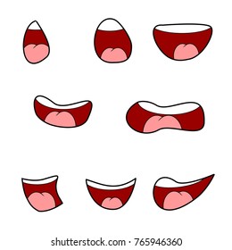 Set Cartoon Mouth Poses Animation Vector Stock Vector (Royalty Free ...