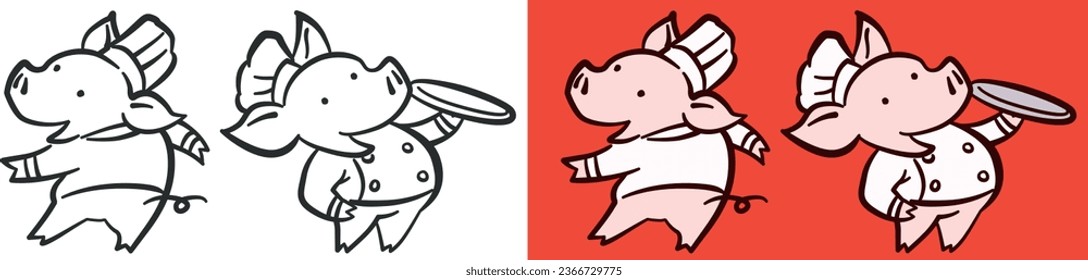 Eine Illustrationssammlung für eine süße Schweinekoche