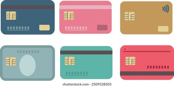 Illustration set of multiple credit cards