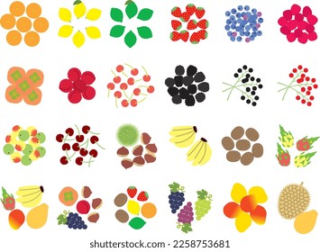 Conjunto de ilustraciones de múltiples frutos