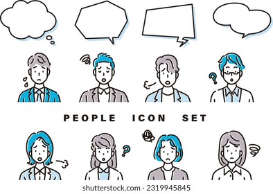 Illustration set of negative businessman and office worker.