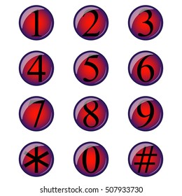 Illustration of a set of numbers and characters. Vector. Isolated on white background.