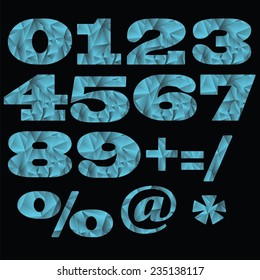illustration  with set of numbers  on black background