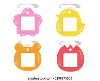 Illustration set of nursery school name tags.