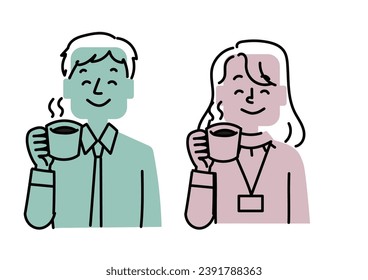 Illustration set of office worker taking a coffee break