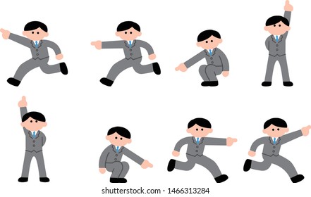 Illustration set of office workers pointing