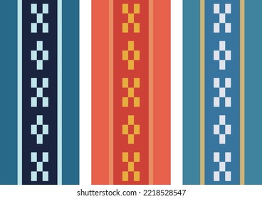 Illustration set of Okinawa Minsa weave pattern