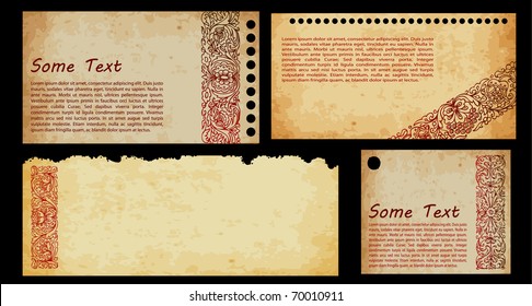 illustration set of old paper collection with ornaments