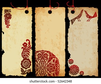  illustration set of old paper tags